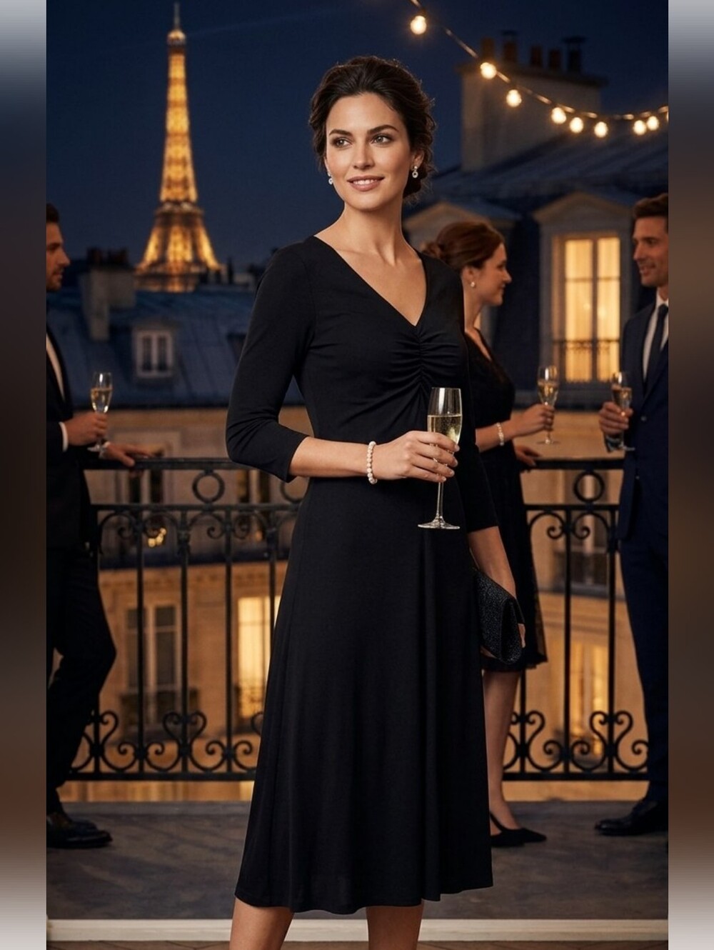 MaxMara Black 3/4 Sleeve Dress 46 Minimalist